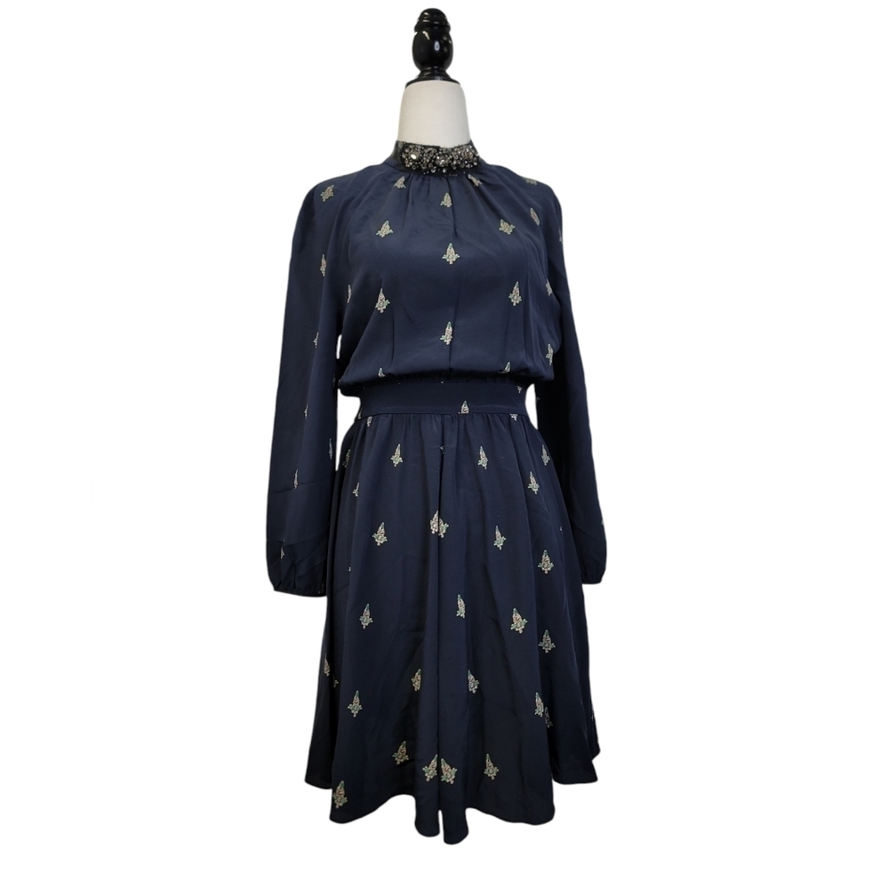 Juicy Couture  Embellished long sleeve silk dress
